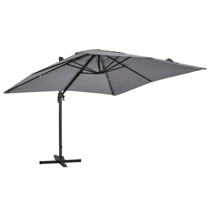 Parasol déporté carré 3x3m aluminium gris anthracite