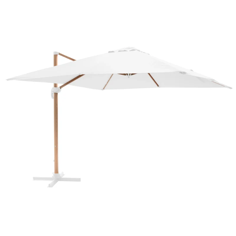 Parasol Déporté Carré 3x3m - Effet Bois, Couleur Écru