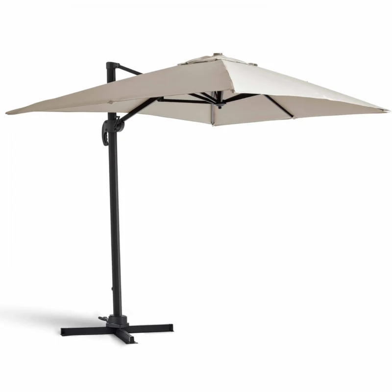 Parasol déporté carré 3 x 3m en aluminium écru