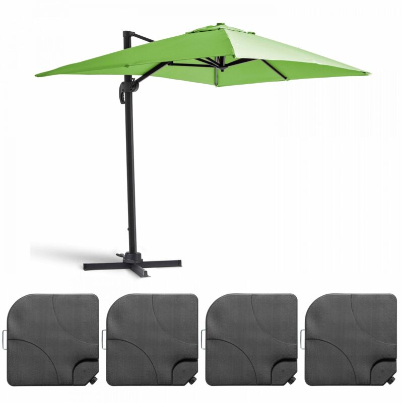 Parasol déporté carré 3x3m aluminium vert