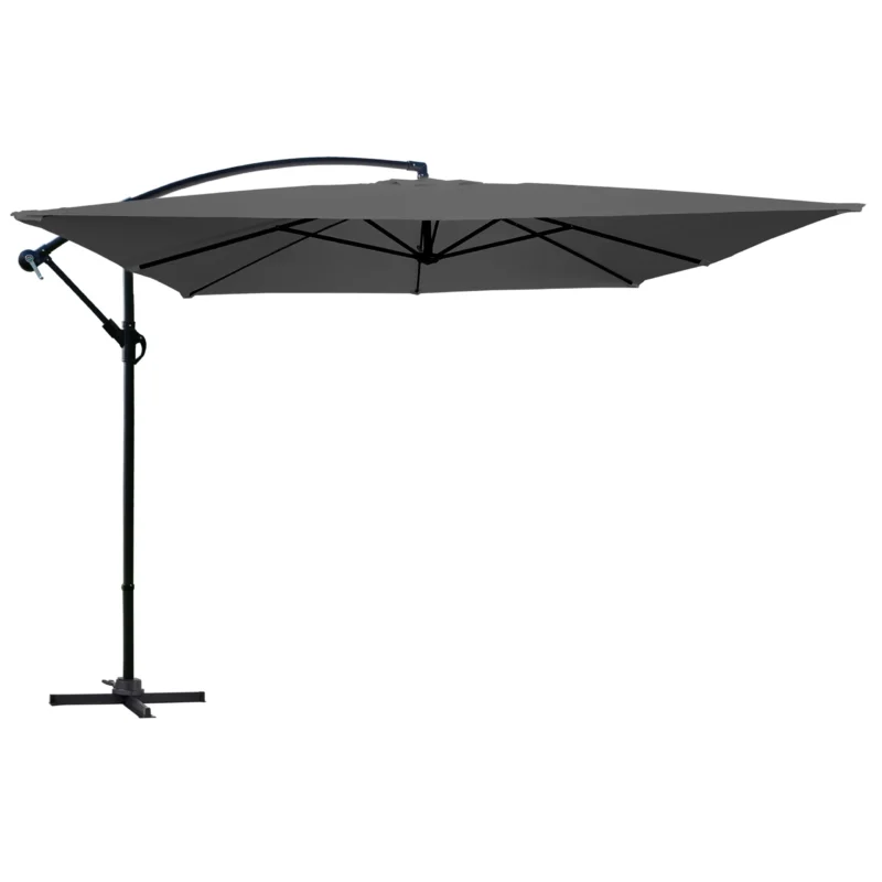 Parasol déporté carré 3 x 3m en aluminium gris