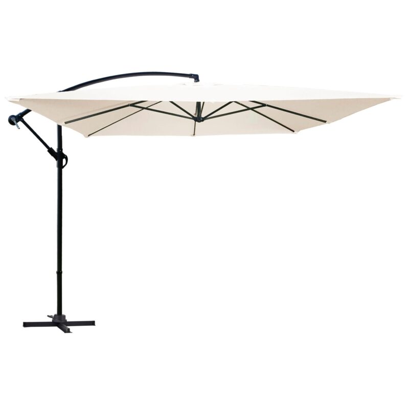 Parasol déporté carré 3x3m aluminium écru